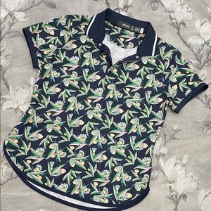 RLX Ralph Lauren Floral Golf Polo Shirt Women Small Tailored Fit Performance